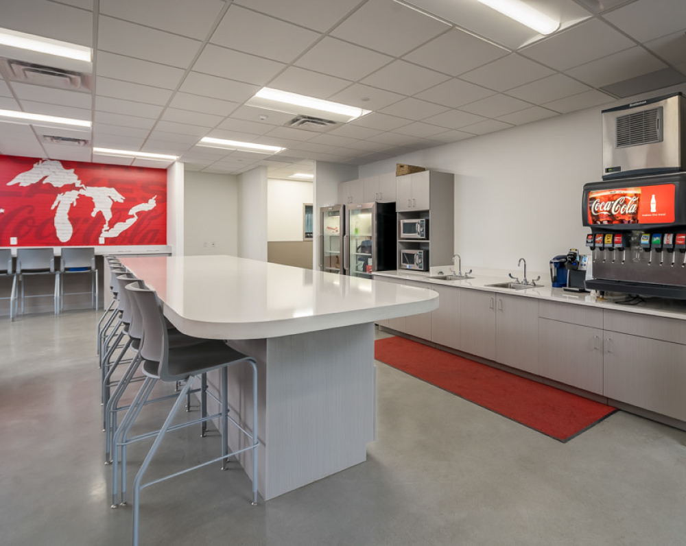 break room in the Eagan, MN Coca Cola Beverage Manufacturing & Distribution Facility Expansion/Reno