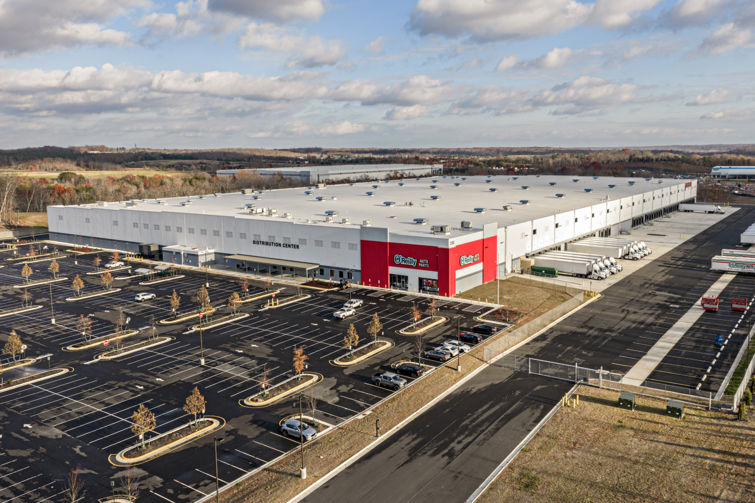 drone image of the oreilly autoparts distribution facility in fredricksburg virginia