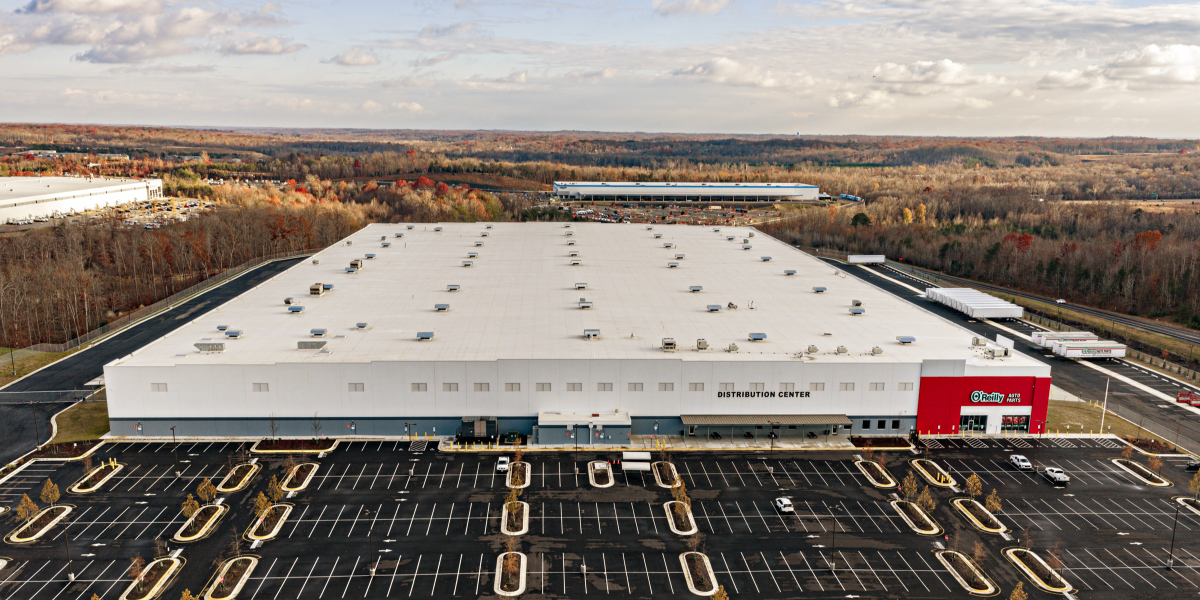 aerial view of the oreilly autoparts distribution facility in fredricksburg virginia