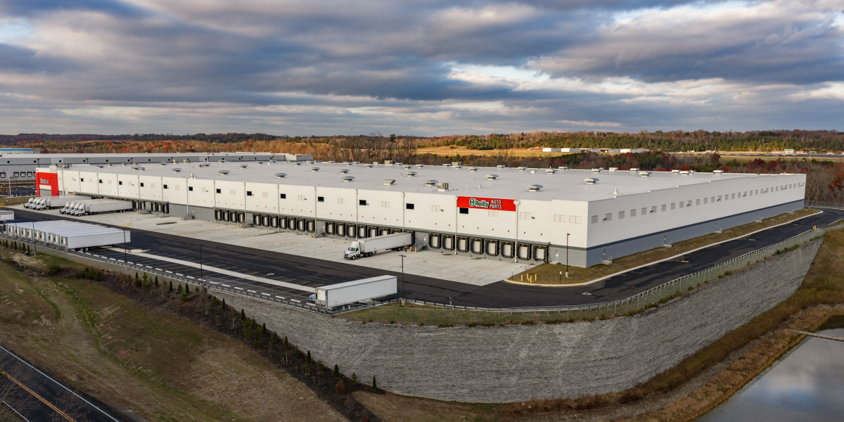 elevated exterior view of the oreilly autoparts distribution facility in fredricksburg virginia