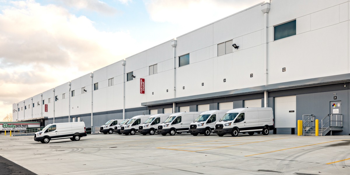 exterior loading area of the oreilly autoparts distribution facility in fredricksburg virginia