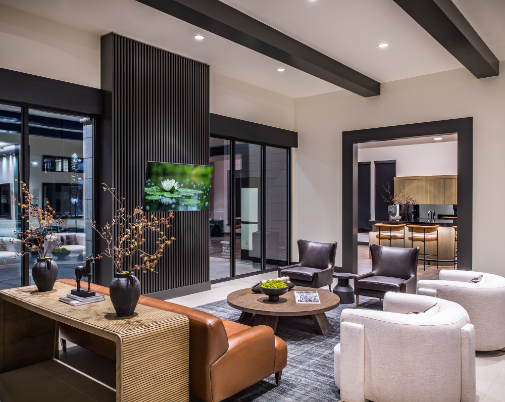 living room within a unit of the reserves at eagle point in aurora colorado