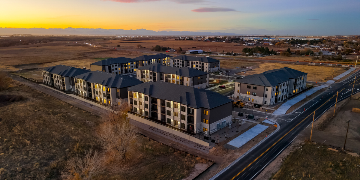 aerial image of the reserves at eagle point affordable housing community in aurora colorado