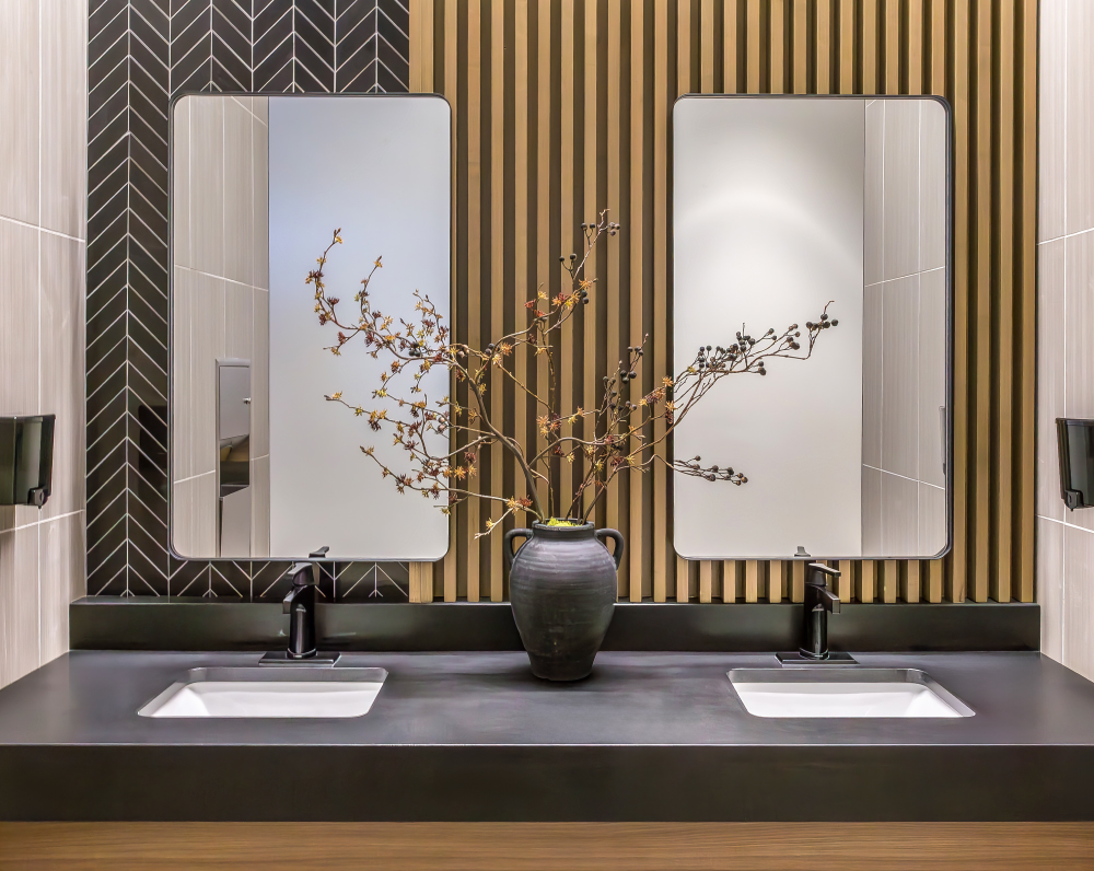 bathroom within the reserves at eagle point apartment building in aurora colorado