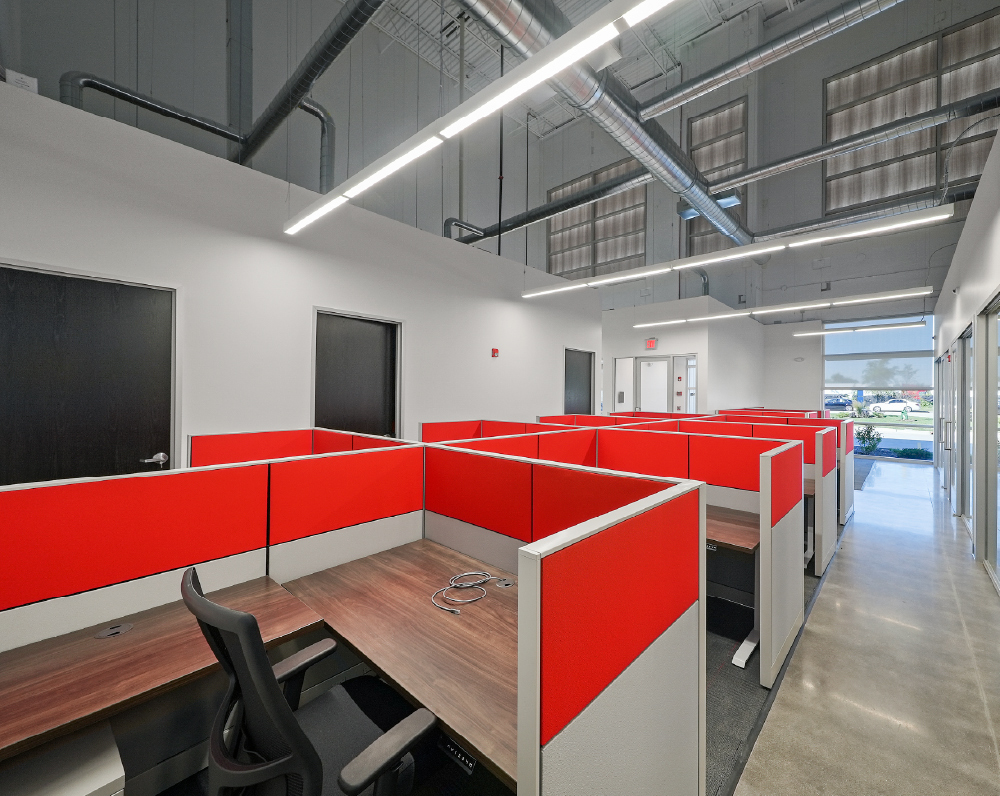 view of desks inside the seko office renovation in elmhurst illinois