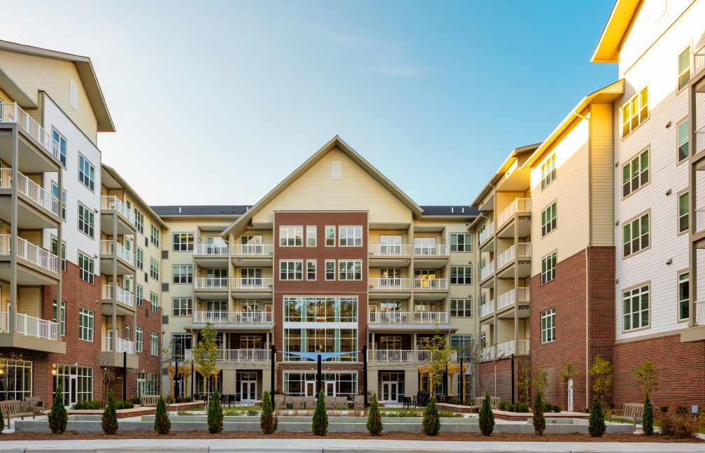 exterior view of The cary north carolina atria independent senior living facility