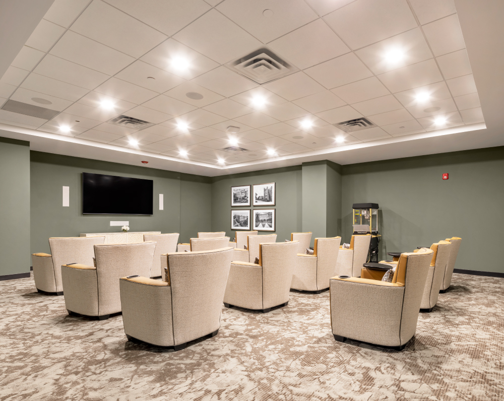 theater of The atria independent senior living facility in cary north carolina