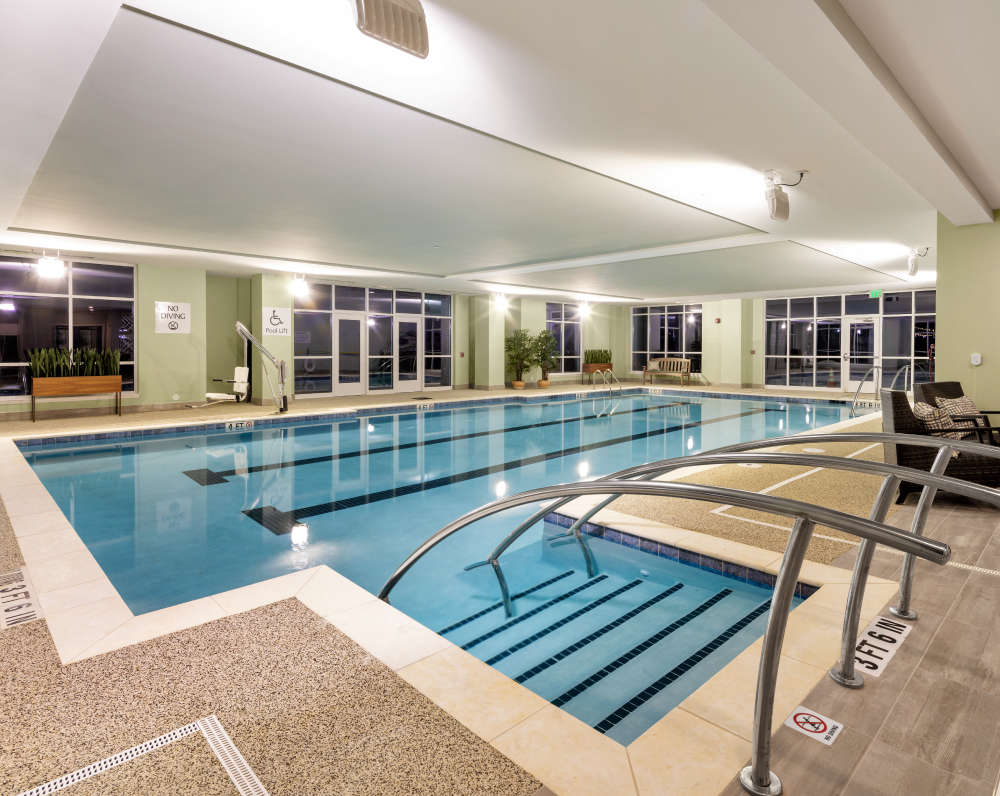 indoor swimming pool within The atria independent senior living facility in cary north carolina