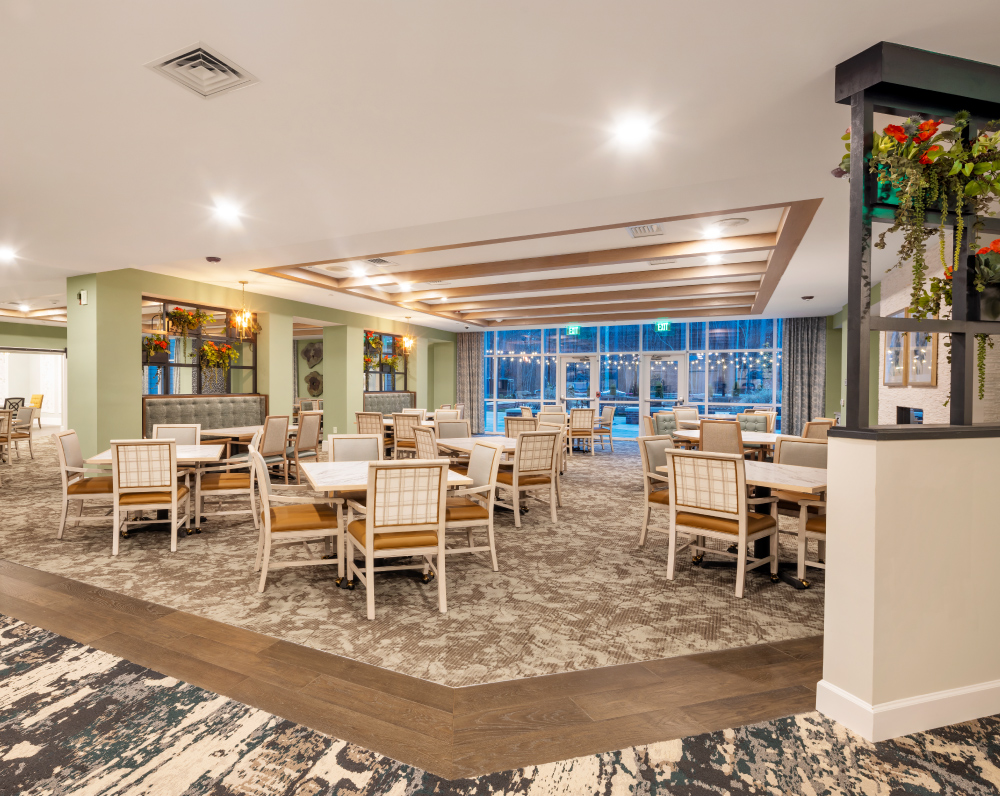 common dining area within the atria senior living community in cary north carolina