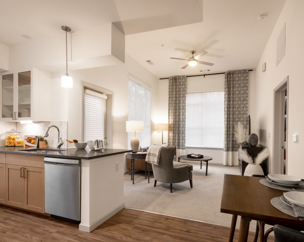 living area of an atria independent senior living unit in cary north carolina