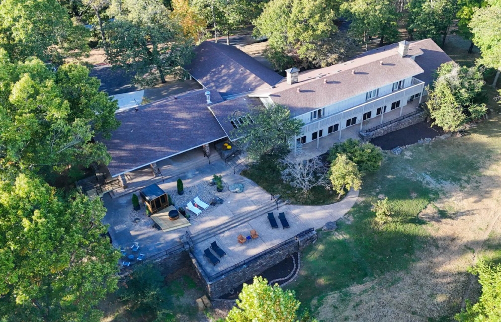 aerial of campfire ranch little sugar camp's lodge renovation