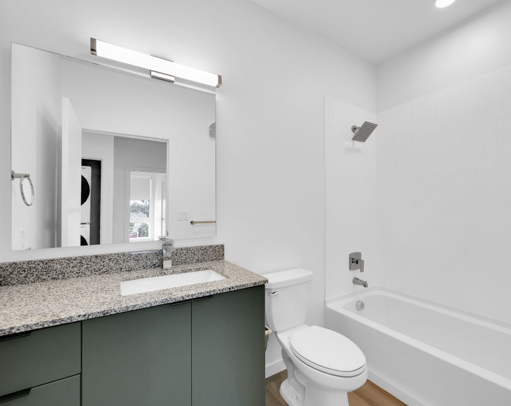bathroom within a unit of the first street flats apartments in rodgers arkansas