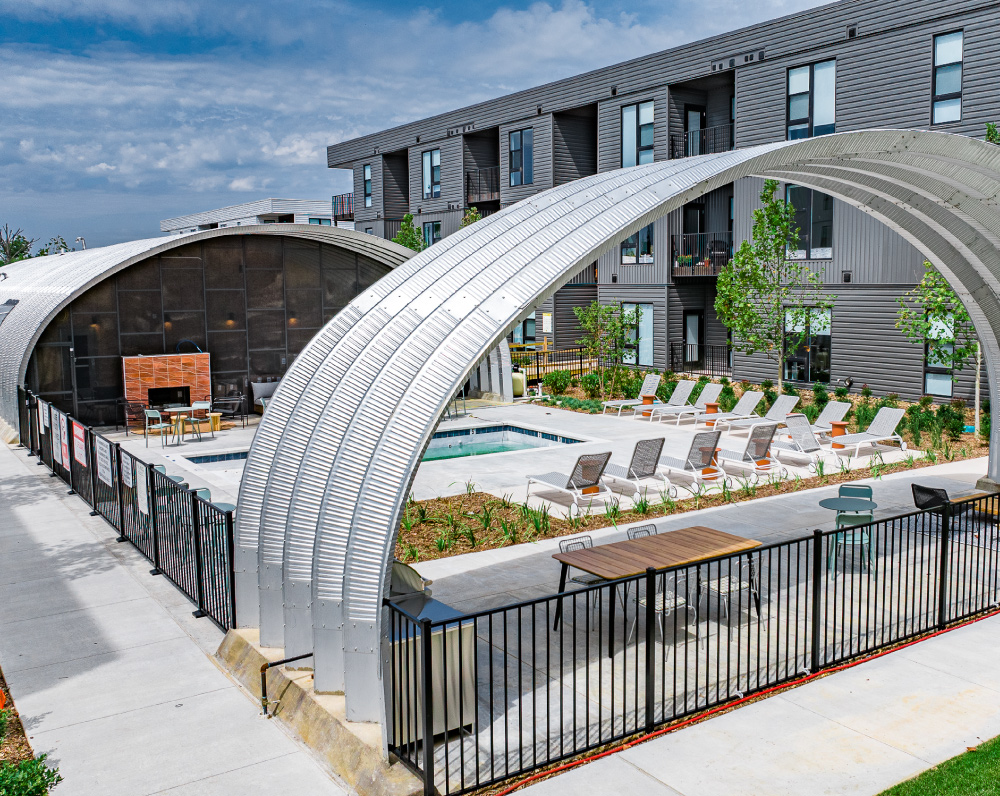 pool area of the first street flats apartment complex in rodgers arkansas