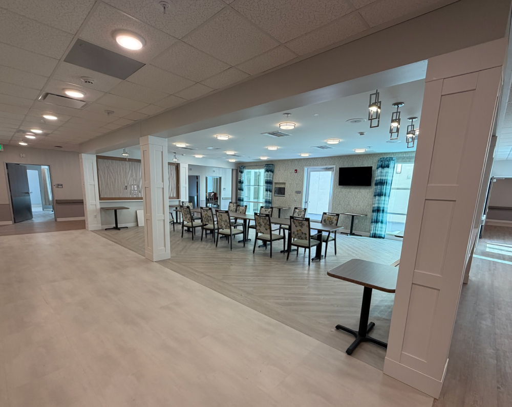 dining area inside the grossmont post acute care facility in la mesa california