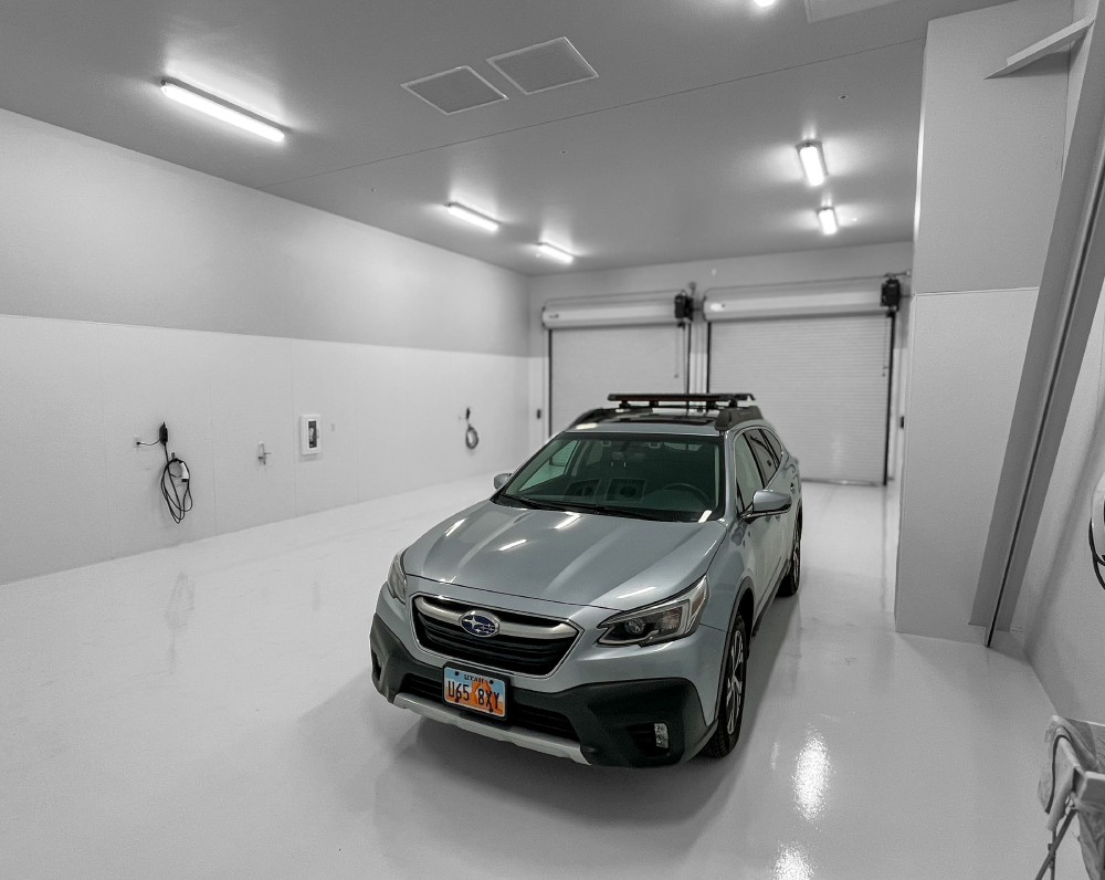 ev car charging area in the alsco aircraft hangar in salt lake city utah