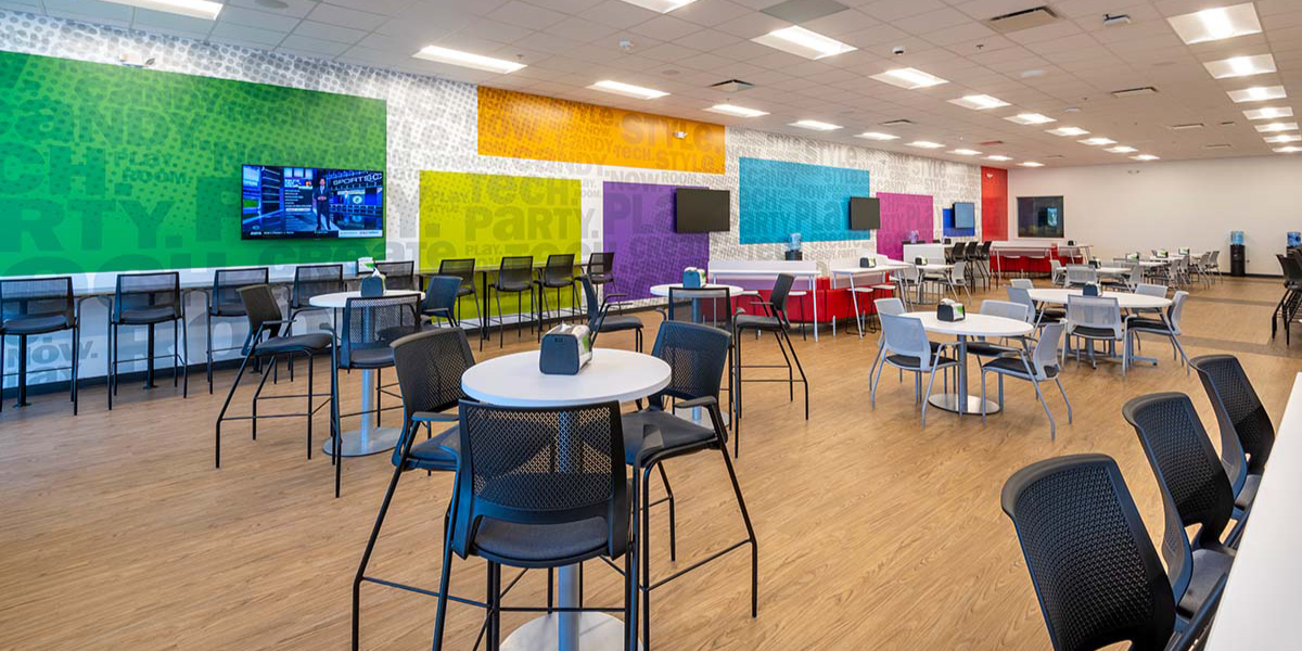 breakroom within the five below distribution facility in buckeye arizona