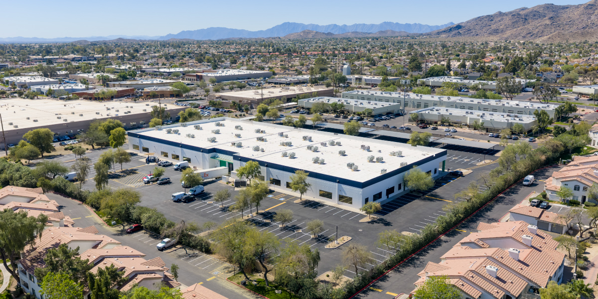 drone view of the warespace facility in phoenix arizona