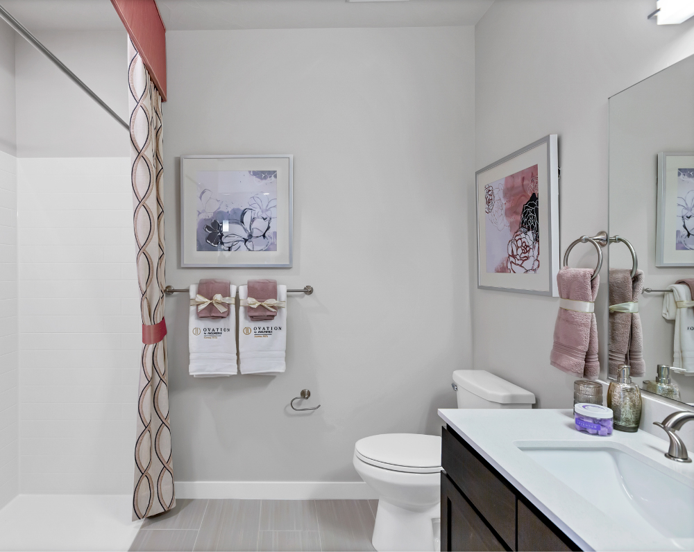 bathroom of a unit of The Ovation by avamere at sienna hills Continuing Care Retirement Community in washington city utah