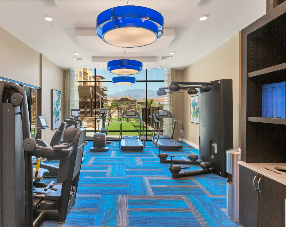 gym of the Ovation by avamere at sienna hills Senior living community in washington city utah
