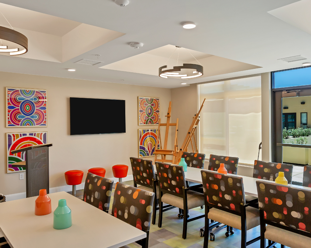 craft room within The Ovation by avamere at sienna hills Continuing Care Retirement Community in washington city utah