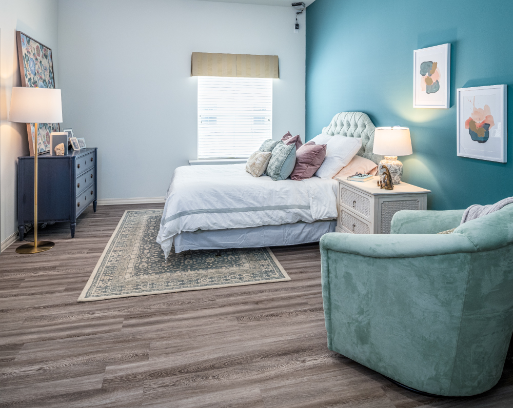 bedroom of a unit within The provision living assisted living facility in union township ohio
