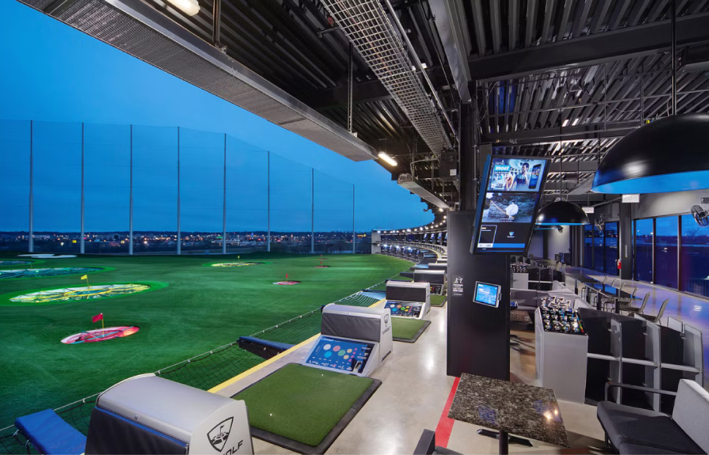 hitting bays of the topgolf complex in rodgers arkansas