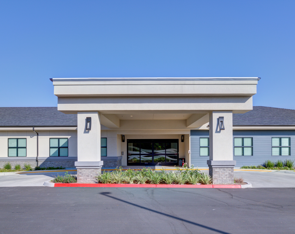 front entrance of the transitional care of oceanside skilled nursing facility in california