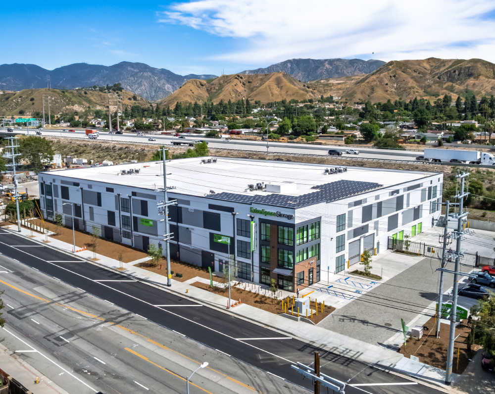 exterior aerial image of the banner real estate group sylmar california self storage facility