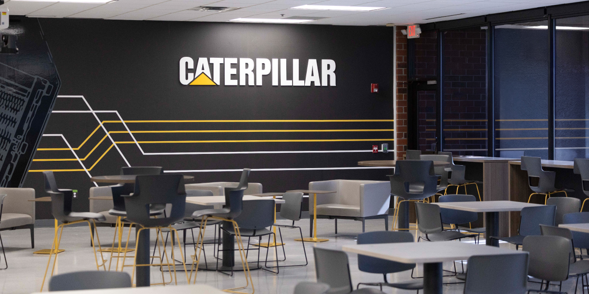 common area of the renovated caterpillar office building in griffin georgia