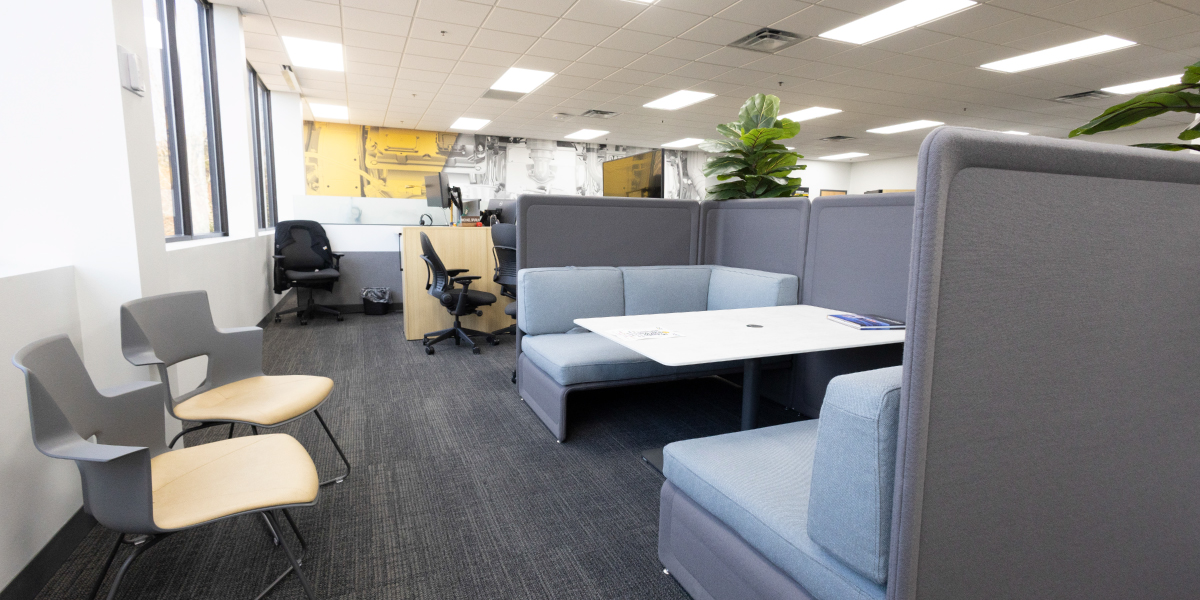 break area of the renovated caterpillar office building in griffin georgia