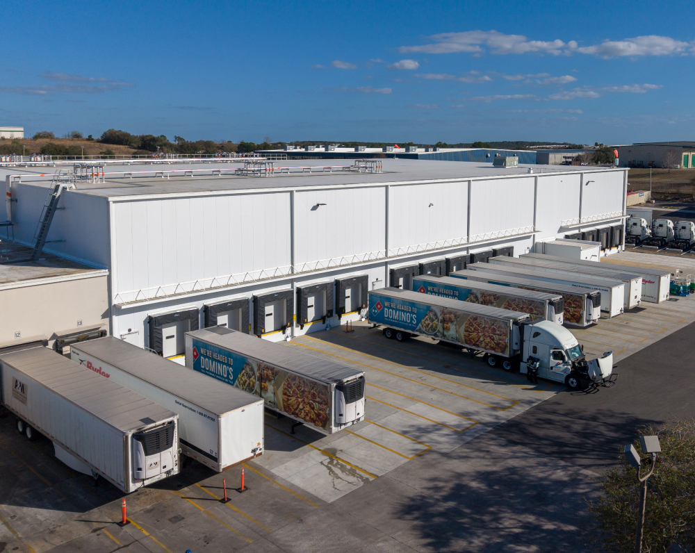 exterior image of the loading docks of the dominos cold storage facility expansion in groveland florida