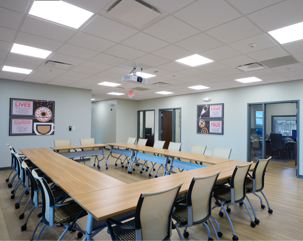 meeting room within the dunkin donut bakery in haverhill pennsylvania