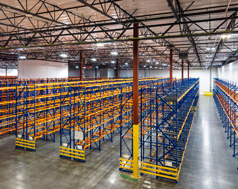 storage racks inside the renovated performance food group cold storage facility in portland oregon