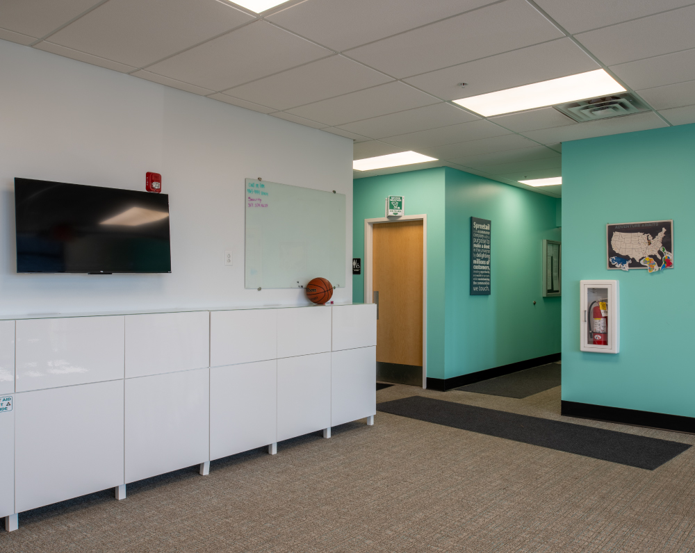 updated common area in the spreetail warehouse tenant improvement project