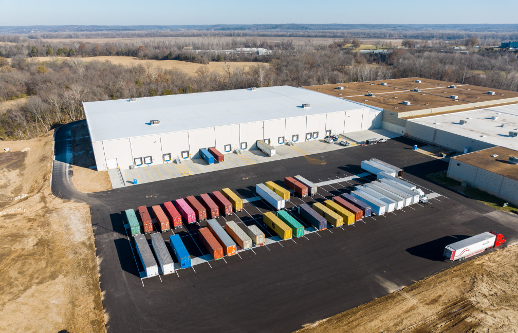aerial view of the rawlings warehouse expansion in washington missouri